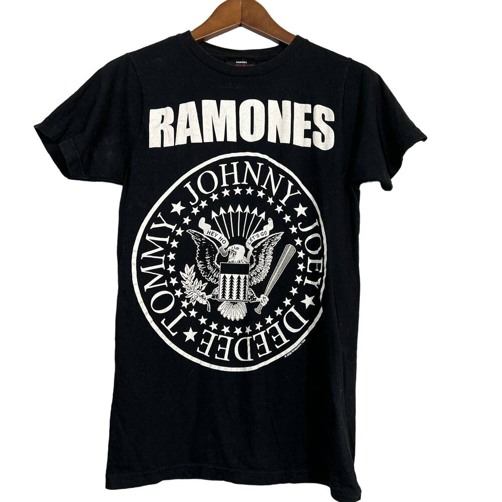 Y2K Ramones Baby Doll Graphic Tee Merch Ramones 1234 Black White - S